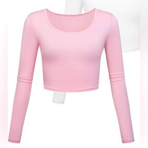 Long Sleeve Crop Tops for Women Workout Basic Clothes for  Ladies Fitted Top